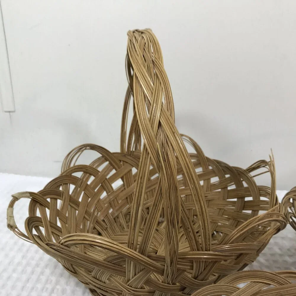 Vintage Wicker Basket with Handle Bundle